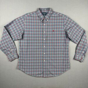 Ralph Lauren Mens XL Classic Fit Plaid Button Down Shirt Multi Color Red Pony